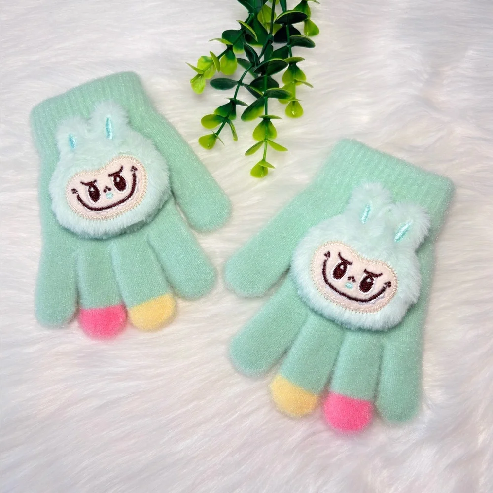 Cute Monster Character Kids Fuzzy Gloves